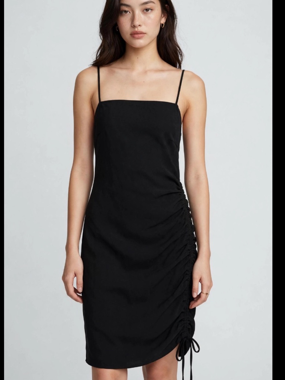 Sophia Rue Black Ruched Side Dress